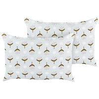 GARTENKISSEN 2er-Set geometrisches Muster hellgrün 40/60 cm Cuneo - Hellgrau, Textil (60/40cm) - Beliani