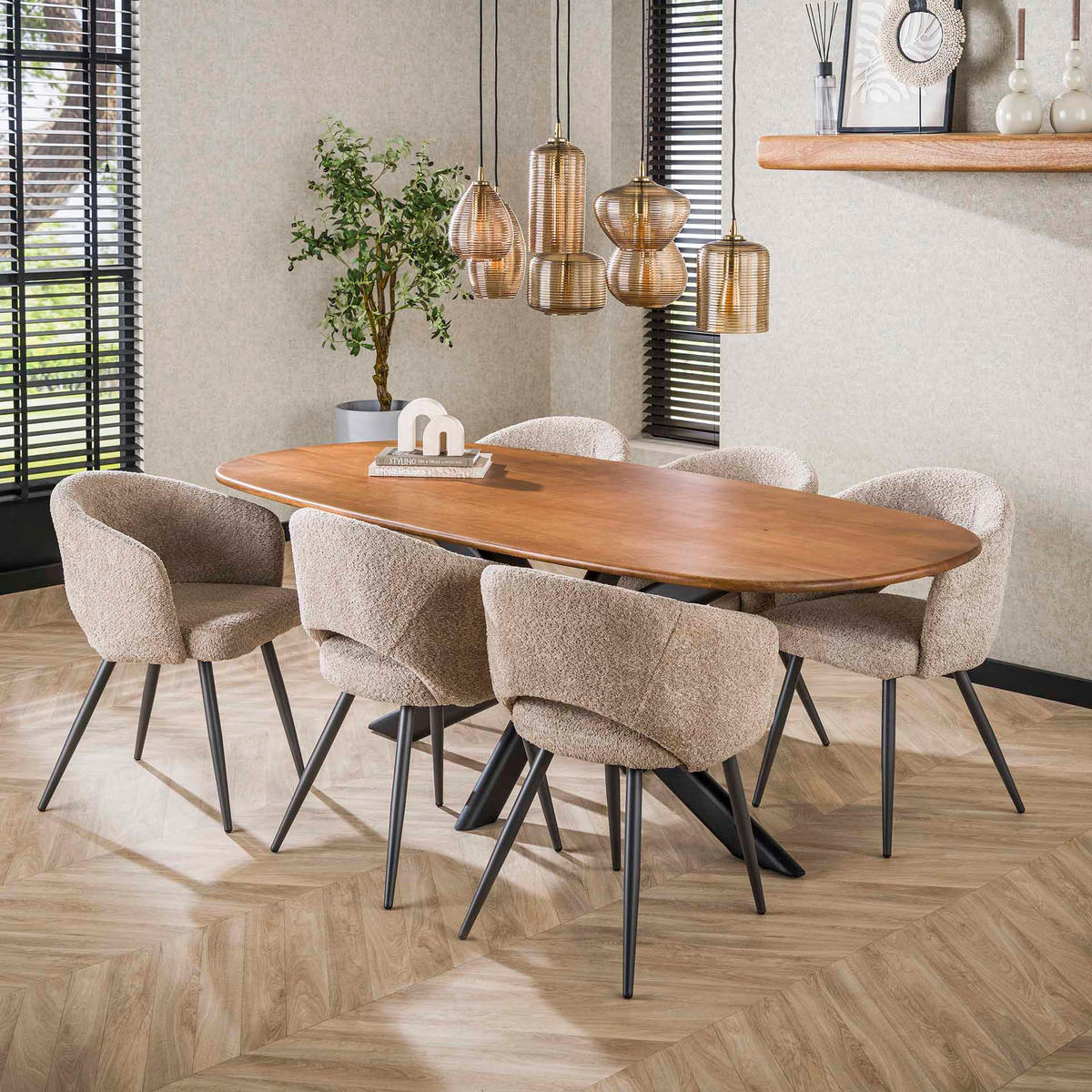 ESSTISCH Cliff Beige 95/180/76 cm - Braun, Holz (95/180/76cm) - Hoyz Collection
