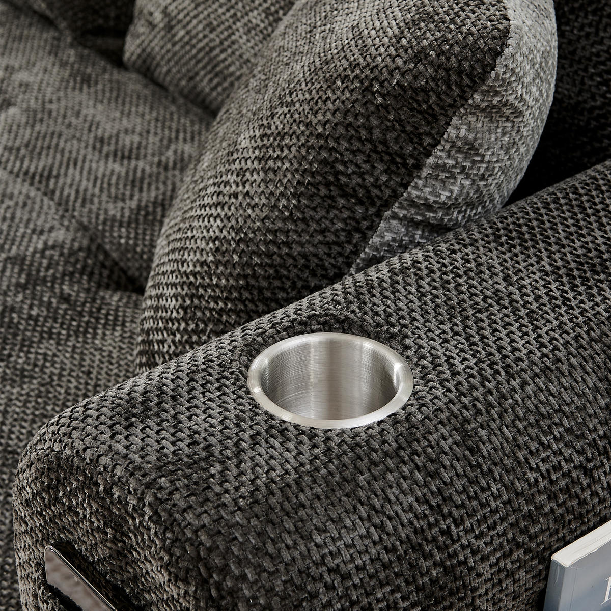 L-FÖRMIGES ECKSOFA Schwarz 255/170/67 cm 3-Sitzer mit Becherhalter und Seitentaschen - Schwarz, Textil (255/170cm) - PANGIVO