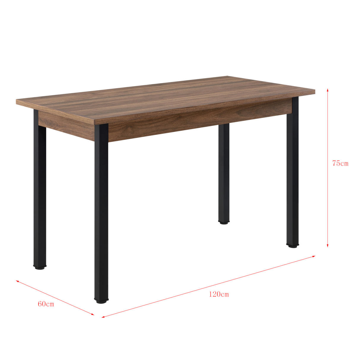 ESSTISCH Den Haag - Walnussfarben, Holzwerkstoff/Metall (60/120/75cm) - [en.casa]