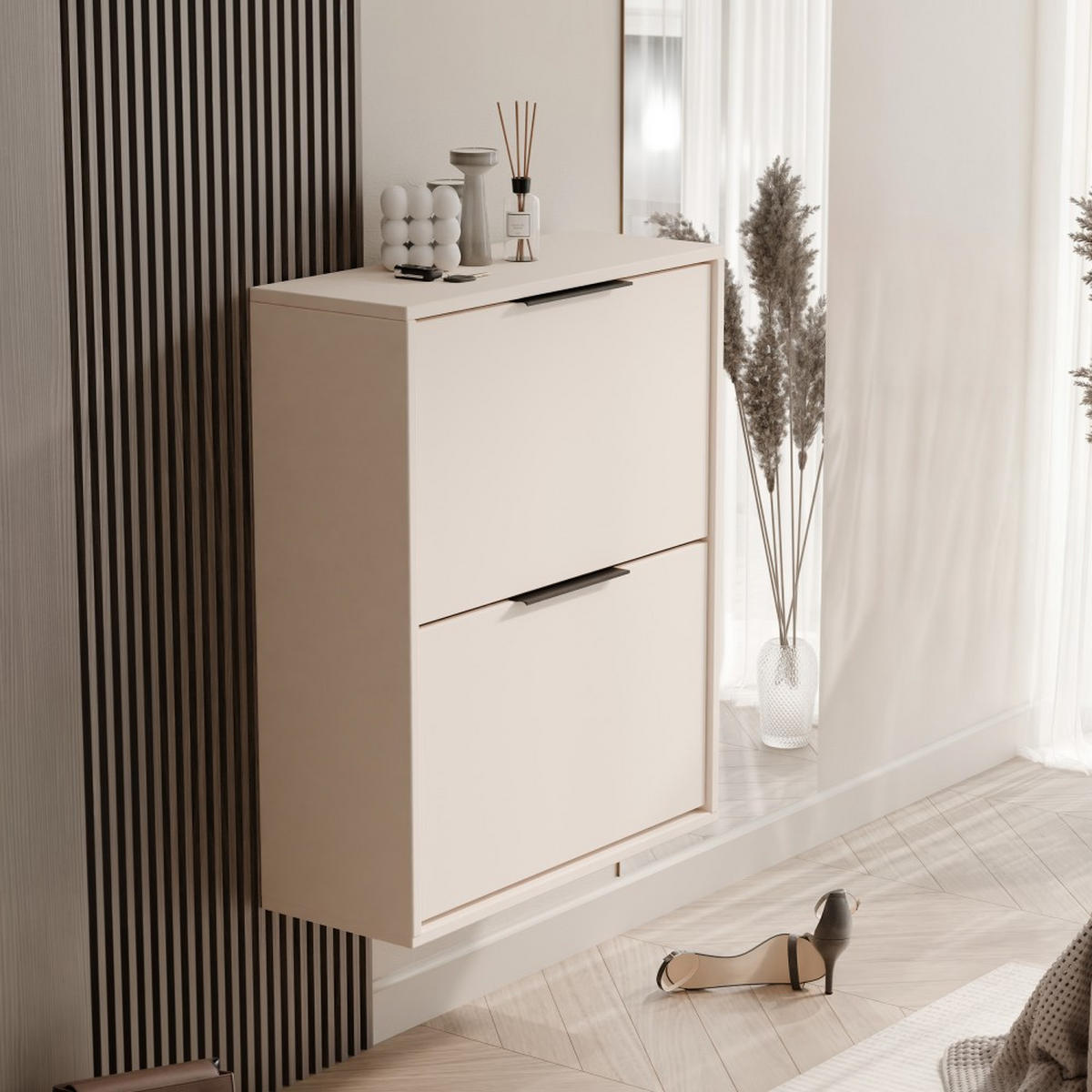 SCHUHSCHRANK Muno mit 2 Türen, Sandfarben - Sandfarben, Holzwerkstoff (60/87.5/30cm) - Beautysofa