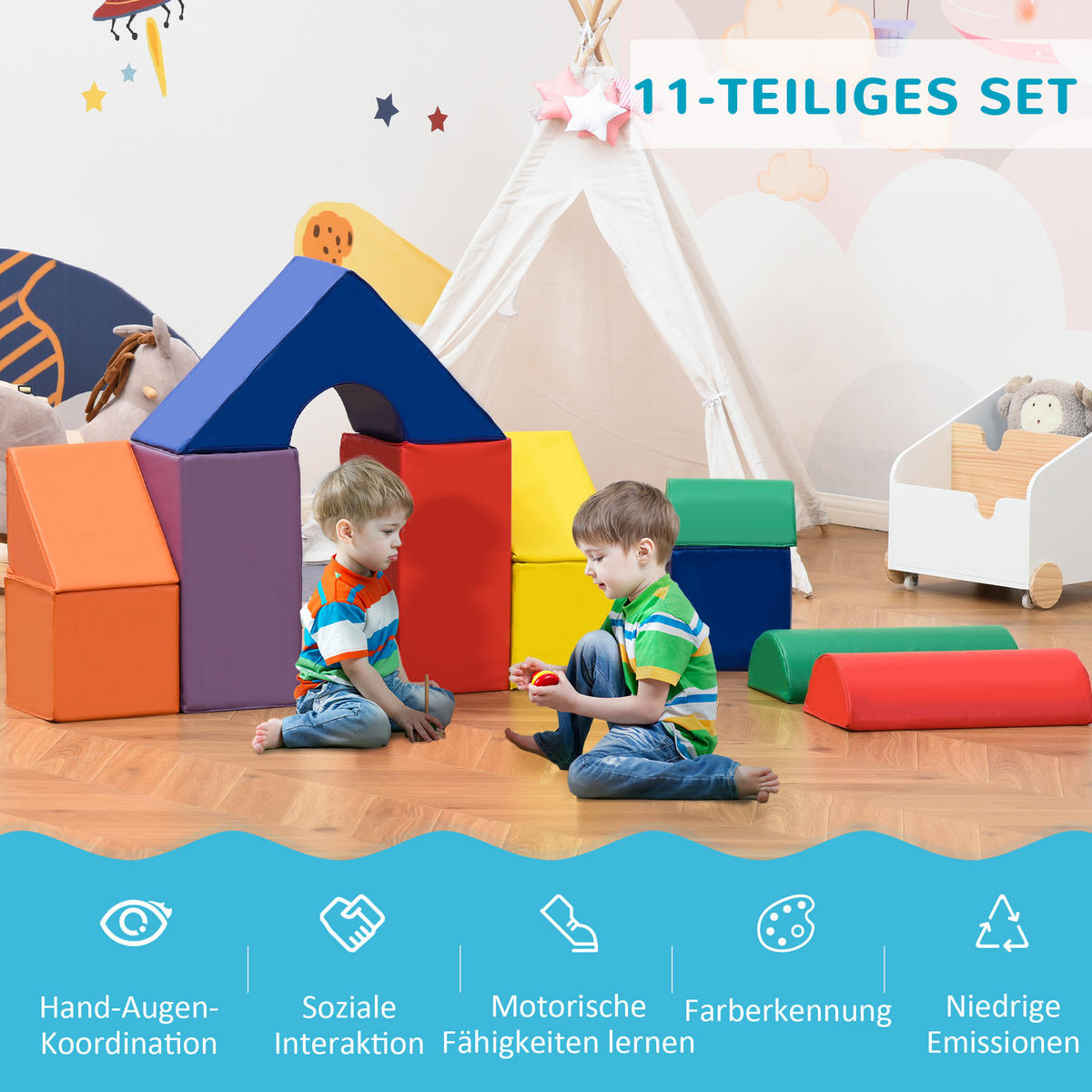 BAUSTEINSET - Multicolor, Kunststoff (25/25cm) - HOMCOM