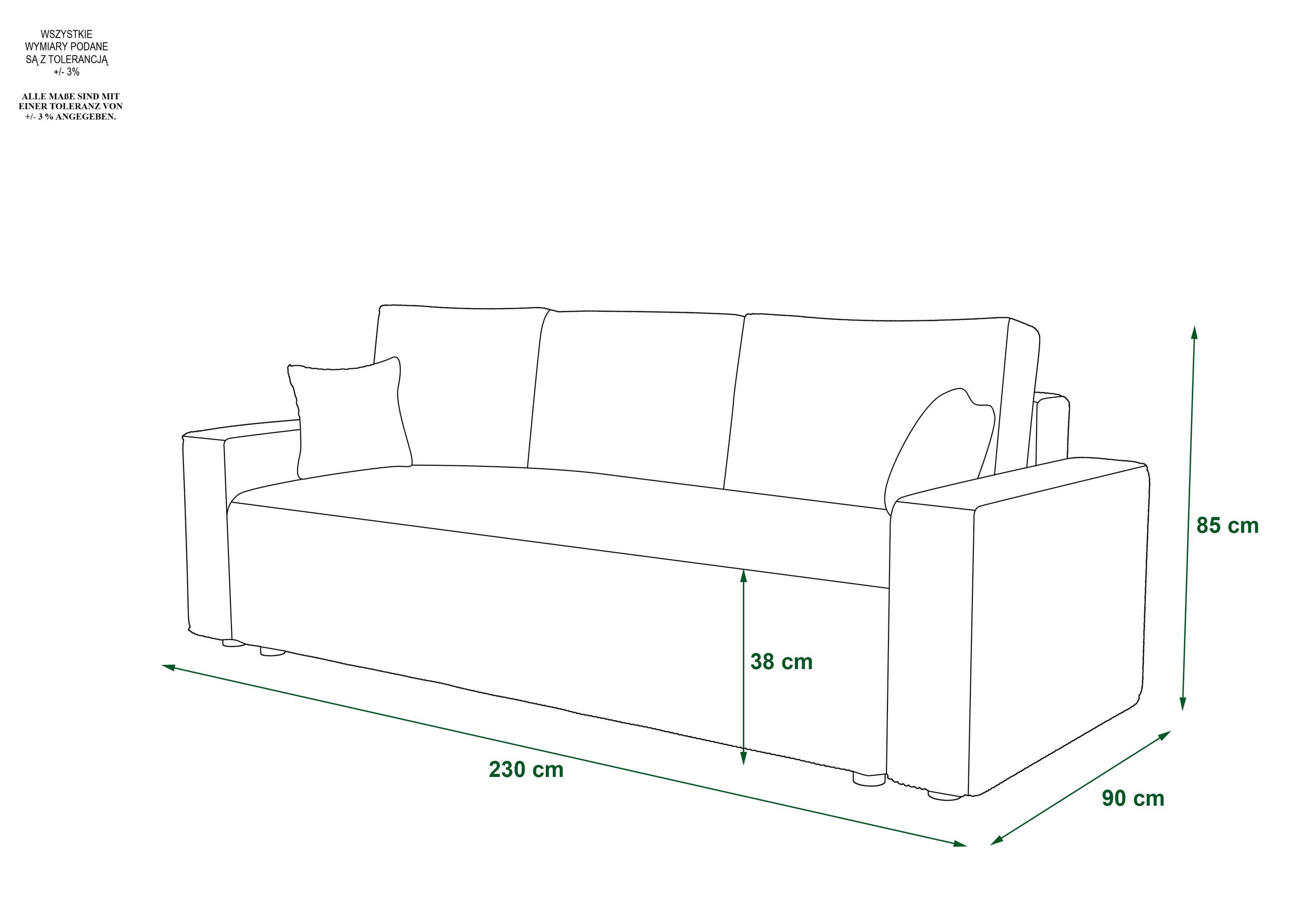 Thumbnail - Bedante Sofa, Dunkelgrau, Textil, 90x85x230 cm, Oeko-Tex® Standard 100, Wohnzimmer, Sofas & Couches, Sofas, 3-Sitzer Sof...
