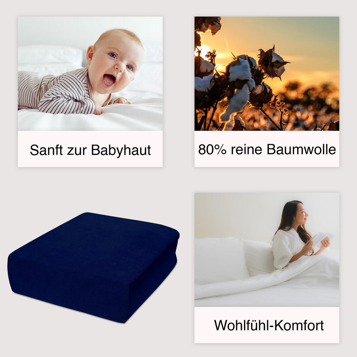SPANNBETTLAKEN 90/200 cm, Jersey Elastisch 100 % Baumwolle Marinenblau - Blau, Textil (90/200cm) - Best For Home