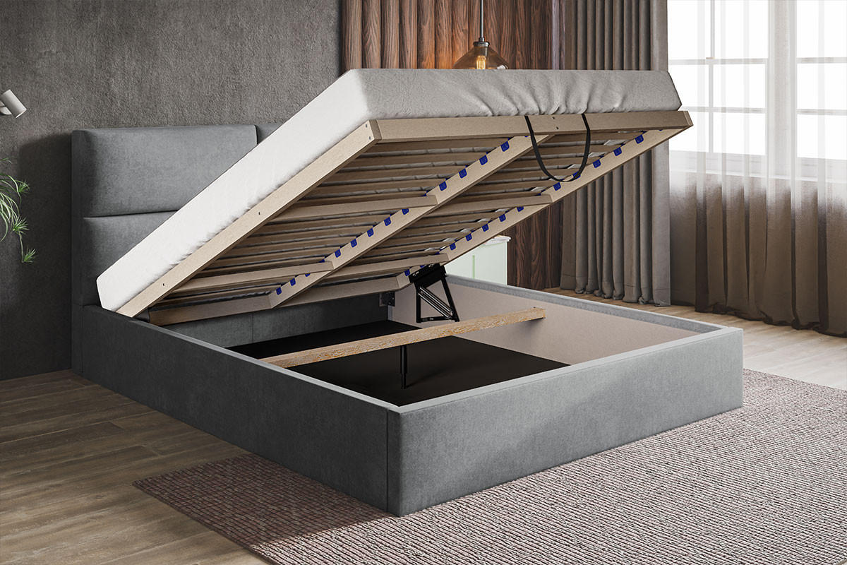 POLSTERBETT 140x200 Terra mit Bettkasten, Blau - Blau, Holz/Textil (140/200cm) - Emporius