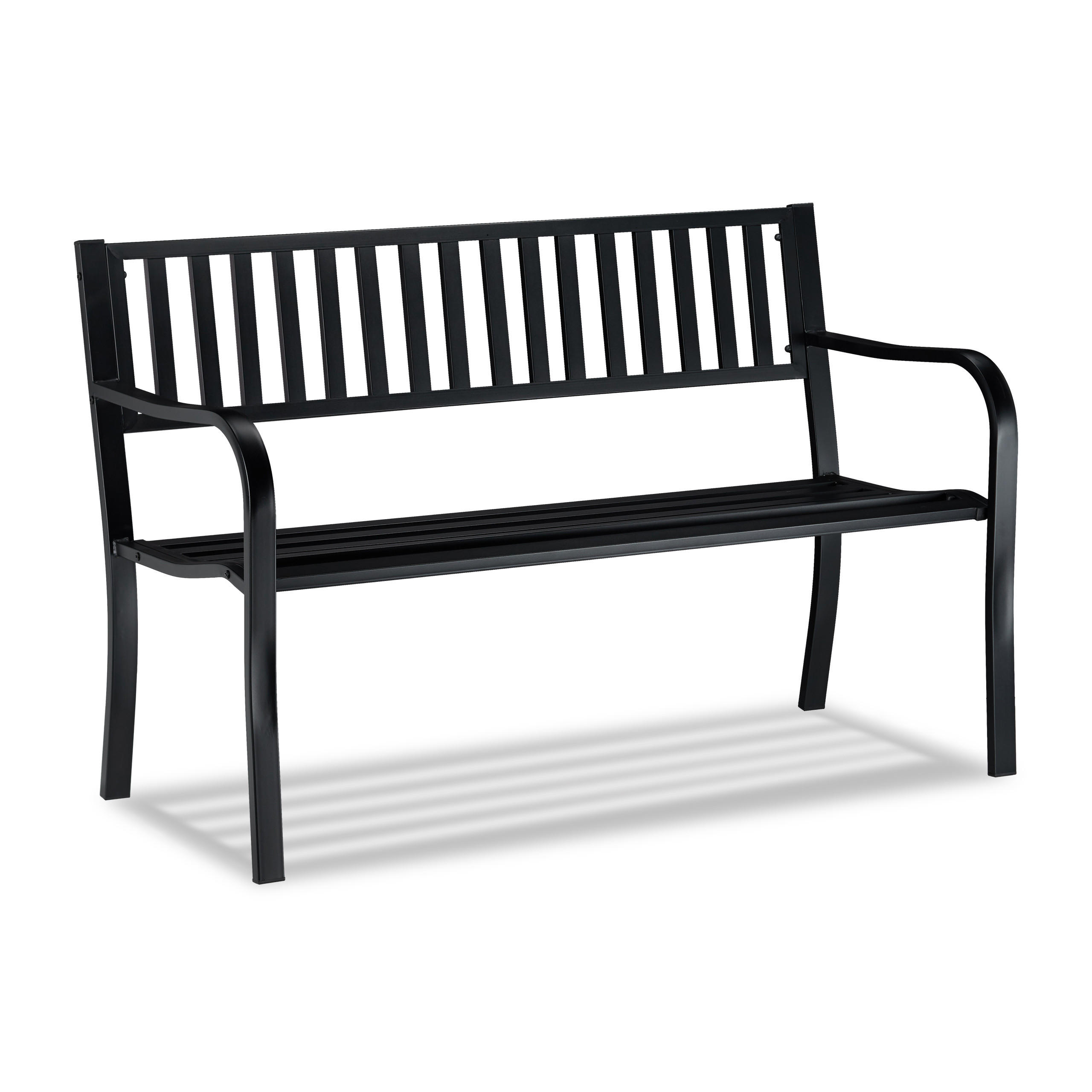 GARTENBANK - Schwarz, Metall (127.5/82/59.5cm) - Relaxdays