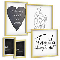 BILDER SET 5er Set - 50x50 cm & 20x30 cm & 40x60 cm Goldrahmen - Definitionen der Liebe in Familienzeichnungen - Goldfarben, Kunststoff (40/60cm) - TULUP