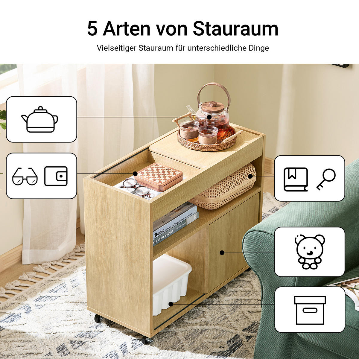 BEISTELLTISCH Natur - Naturfarben, Holzwerkstoff (70/30/60cm) - SoBuy