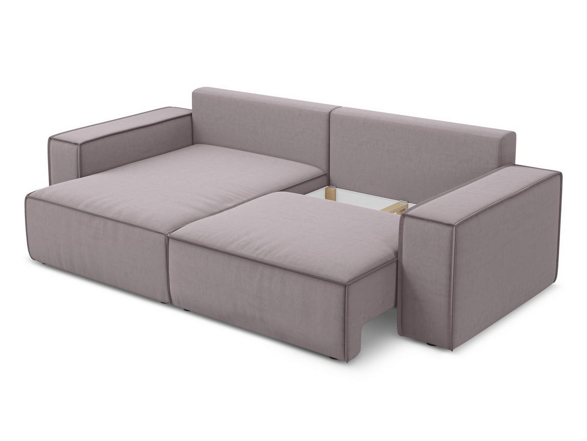 ECKSOFA mit Schlaffunktion Samt Stoff Violett - Lila/Flieder, Kunststoff/Textil (148/257cm) - Makamii