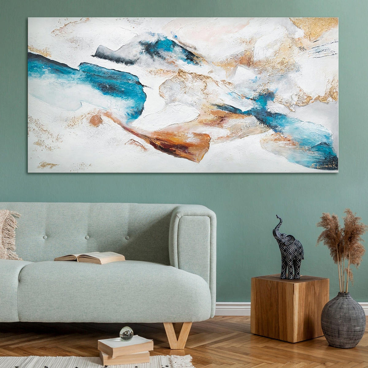 GEMÄLDE Smaragd auf Keilrahmen 140x70 cm - Multicolor, Holz (140/70cm) - YS-art gallery