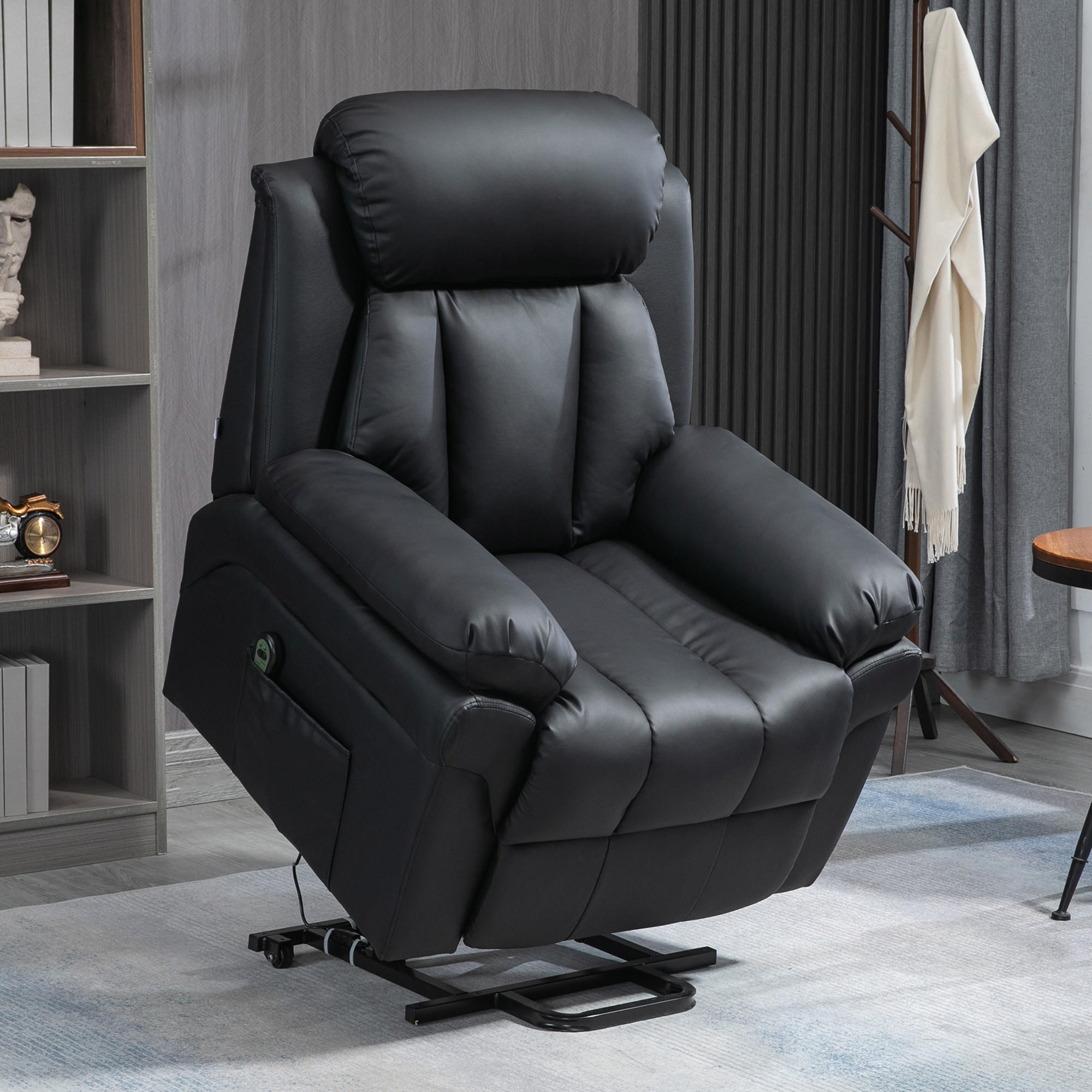 FERNSEHSESSEL mit Aufstehhilfe, Schwarz - Schwarz, Kunststoff (96/105/93cm) - HOMCOM