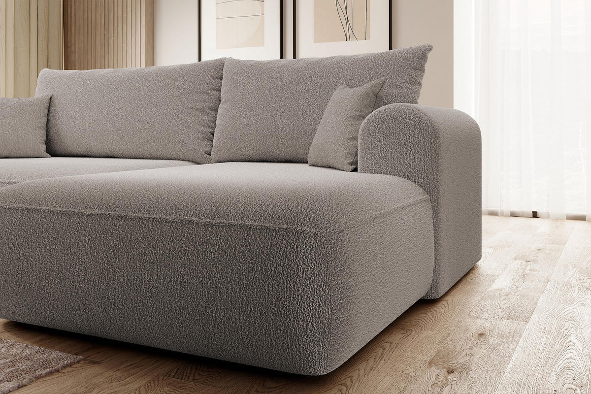 ECKSOFA Ovo Dunkelbeige Boucle - Schwarz/Mokka, Kunststoff/Textil (260/165cm) - Selsey