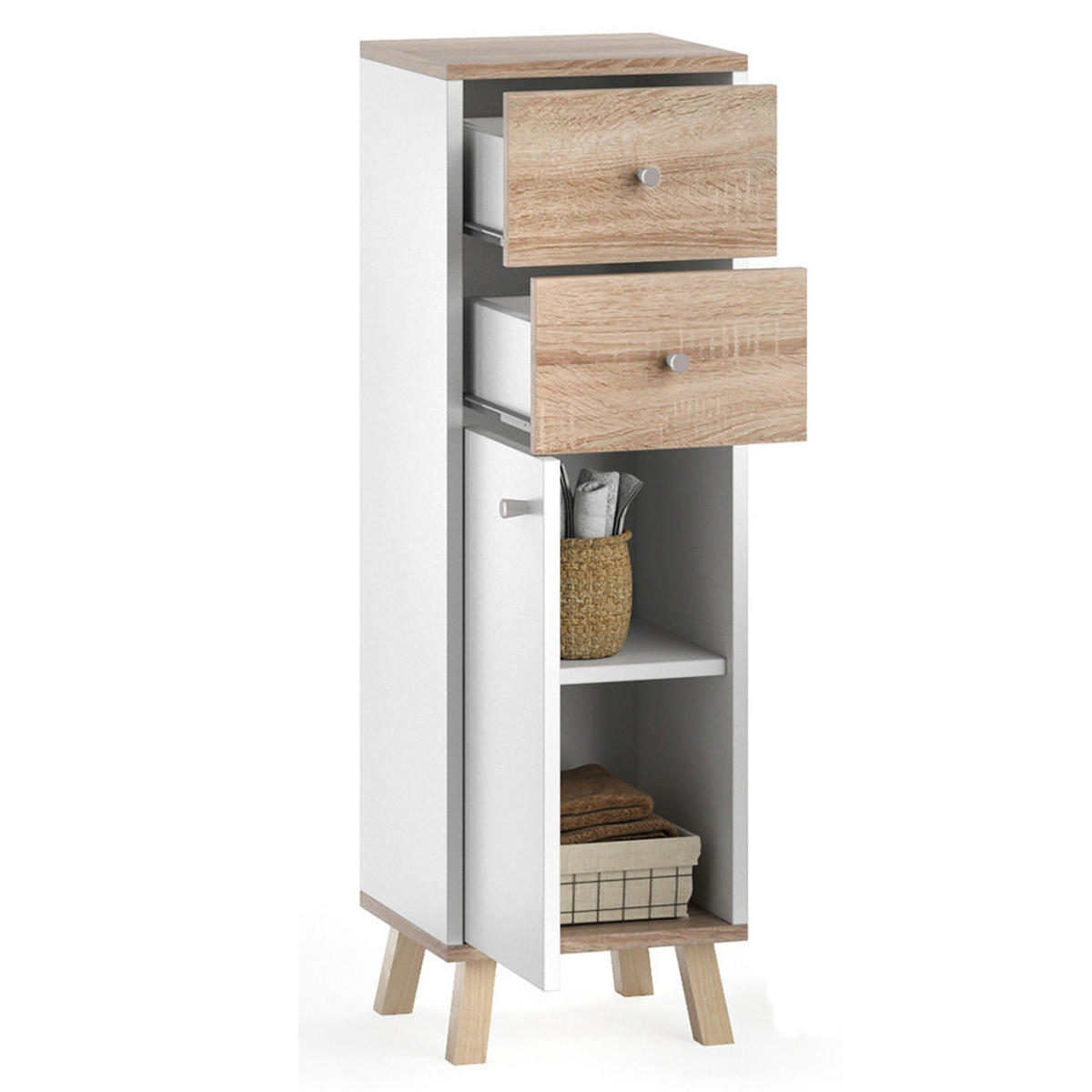 MIDISCHRANK Senyo Weiß 30 x 95 cm mit Schubladen - Weiß, Holzwerkstoff (30/95/30cm) - Vicco