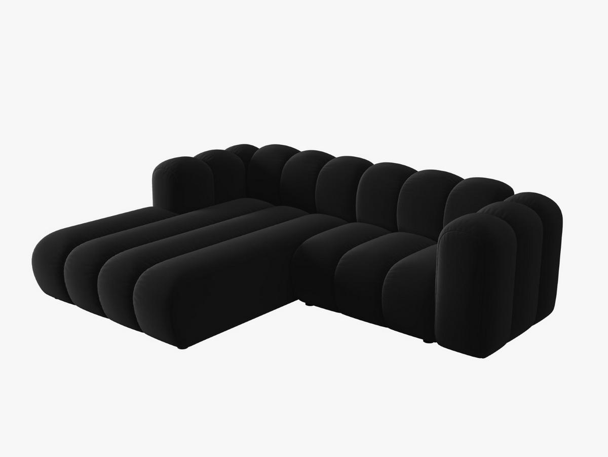 ECKSOFA modular links Lupine aus Samt schwarz 3 Sitzplätze - Schwarz, Textil (177/230cm) - Micadoni
