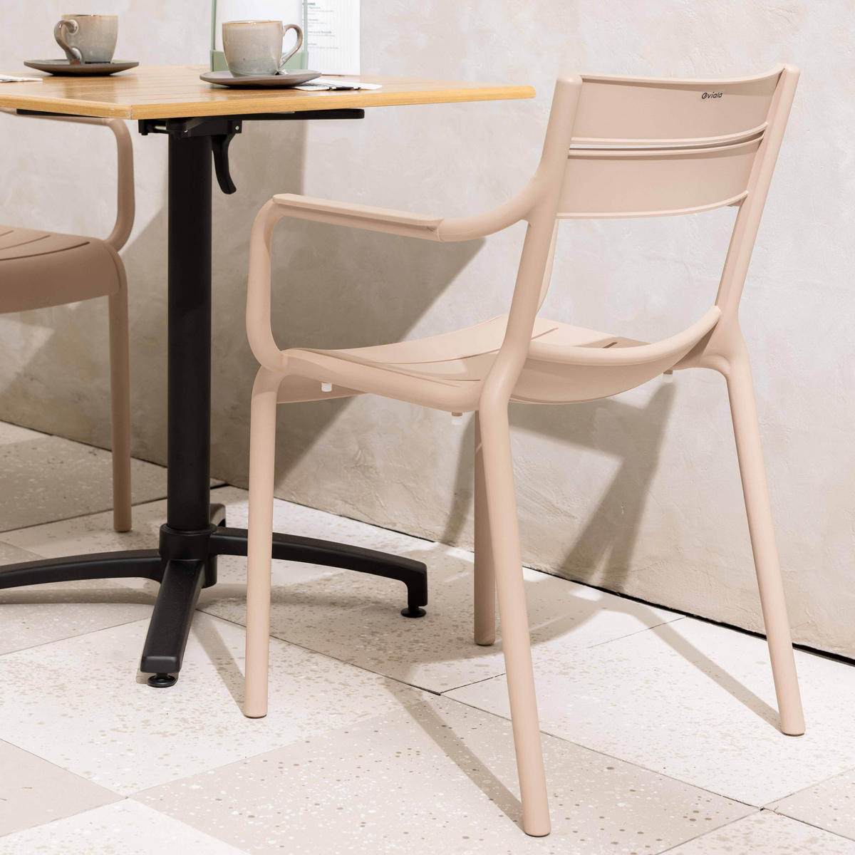 GARTENSTUHL 4-tlg., Elfenbeinfarbe - Creme, Kunststoff (50/82/54cm) - Oviala