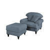 SESSEL-SET blau Landhaus, Loungesessel inklusive Hocker - Blau/Braun, Holz/Textil (175/95/110cm) - Furn.Design