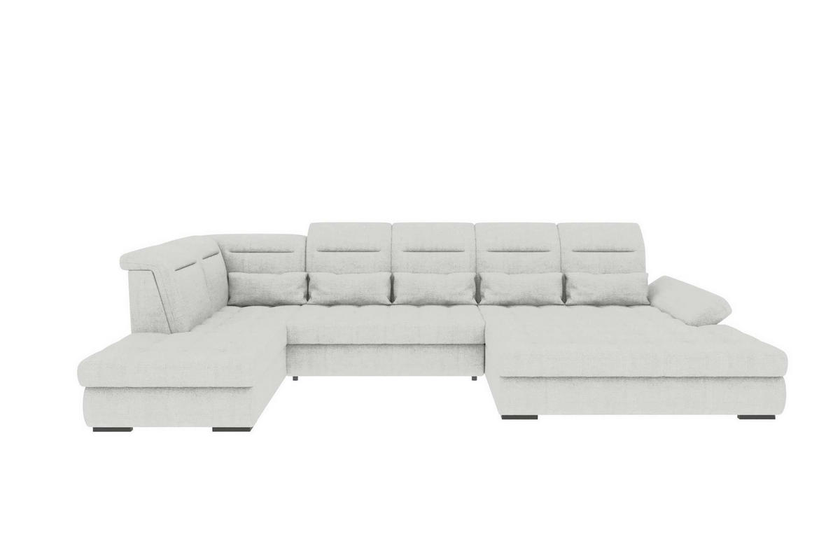 WOHNLANDSCHAFT Toscana Strukturstoff inkl. Schlaffunktion - Creme, Textil (358/87/208cm) - 99rooms
