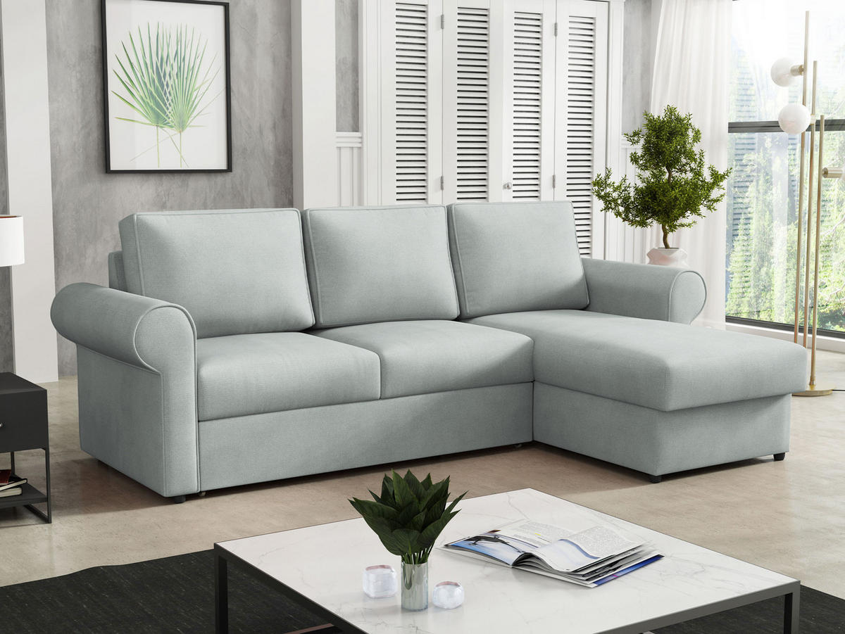 ECKSOFA Monaco - Hellgrau/Schwarz, Holz/Textil (246/155cm) - MIRJAN24