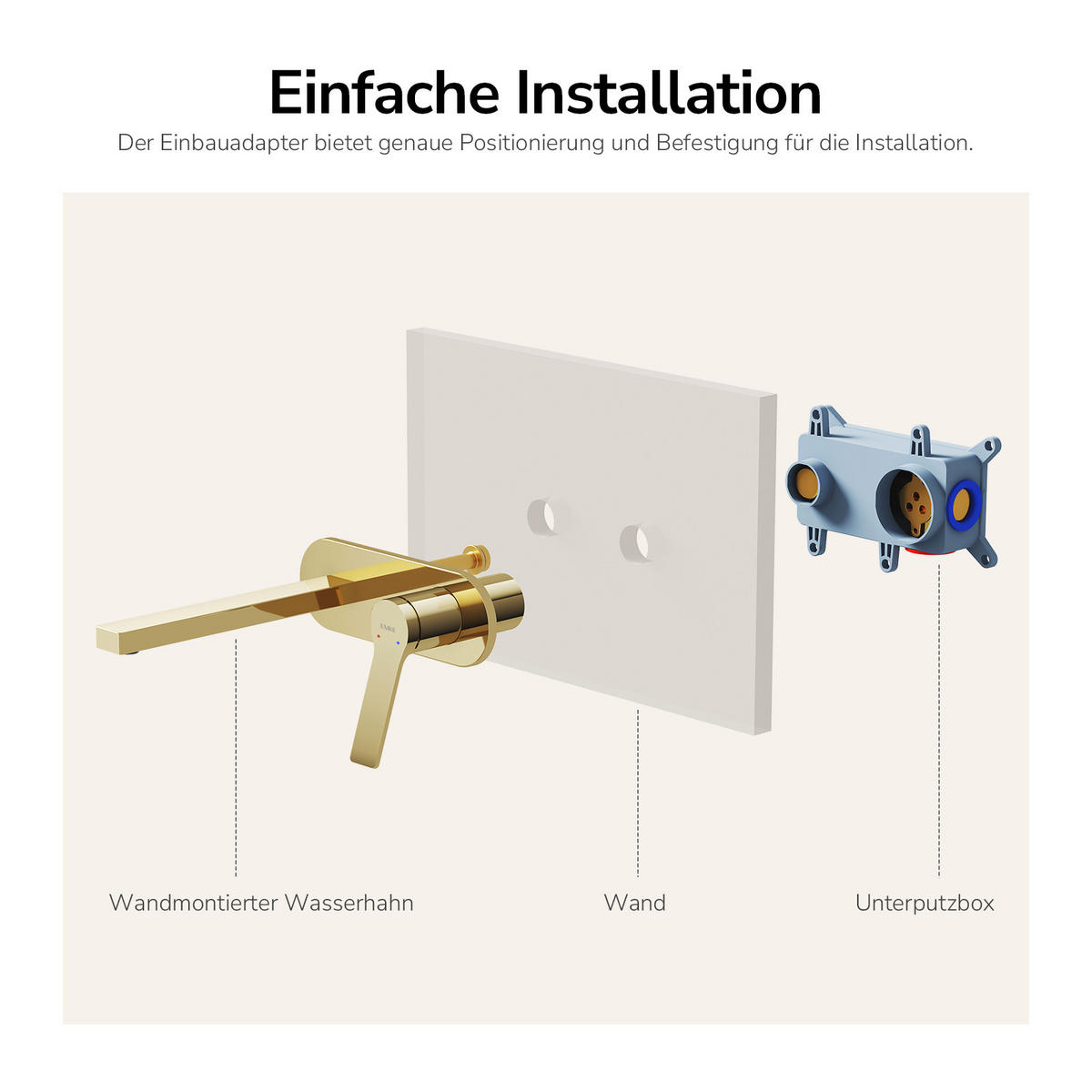 WASCHTISCHARMATUR mit Luftsprudler Messing Champagnergold - Goldfarben, Metall (21/7/28.8cm) - EMKE