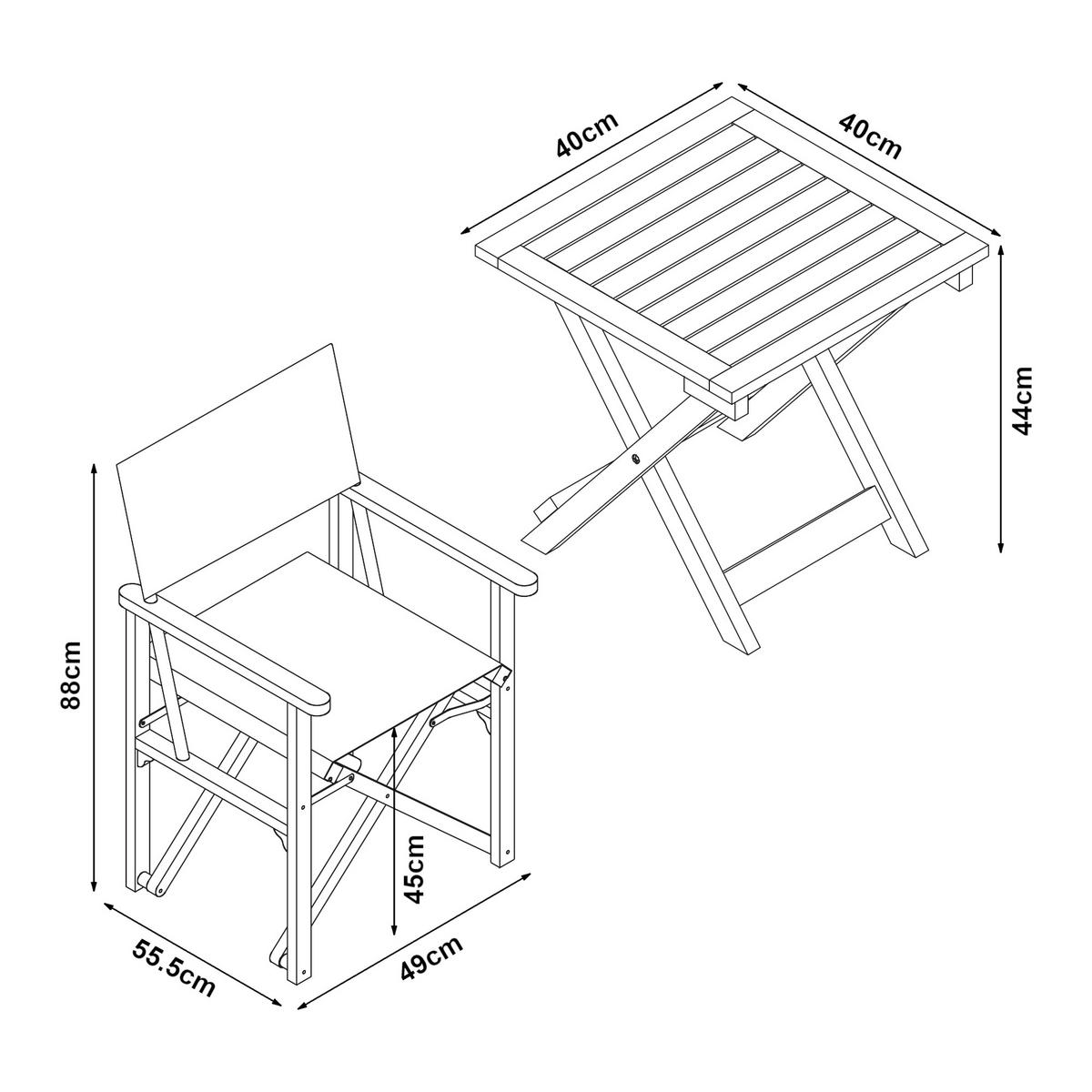 BISTRO-SET 3 TLG. Capistrello - Naturfarben/Weiß, Holz/Textil - casa.pro