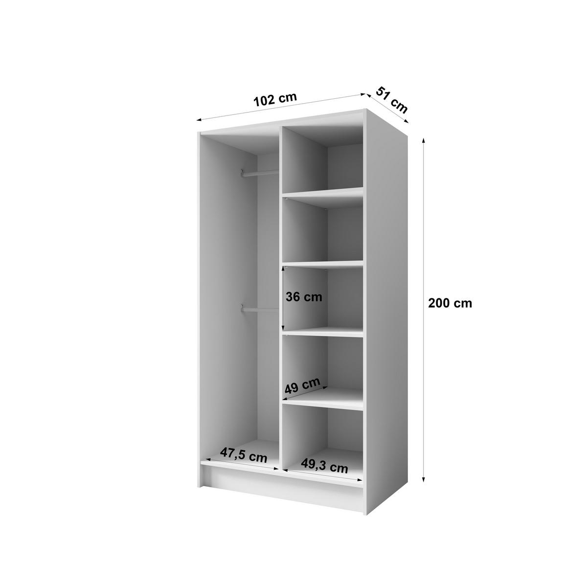 FLÜGELTÜRENSCHRANK PORTO - Kaschmir/Goldfarben, Holzwerkstoff (102/200/51cm) - Meblini