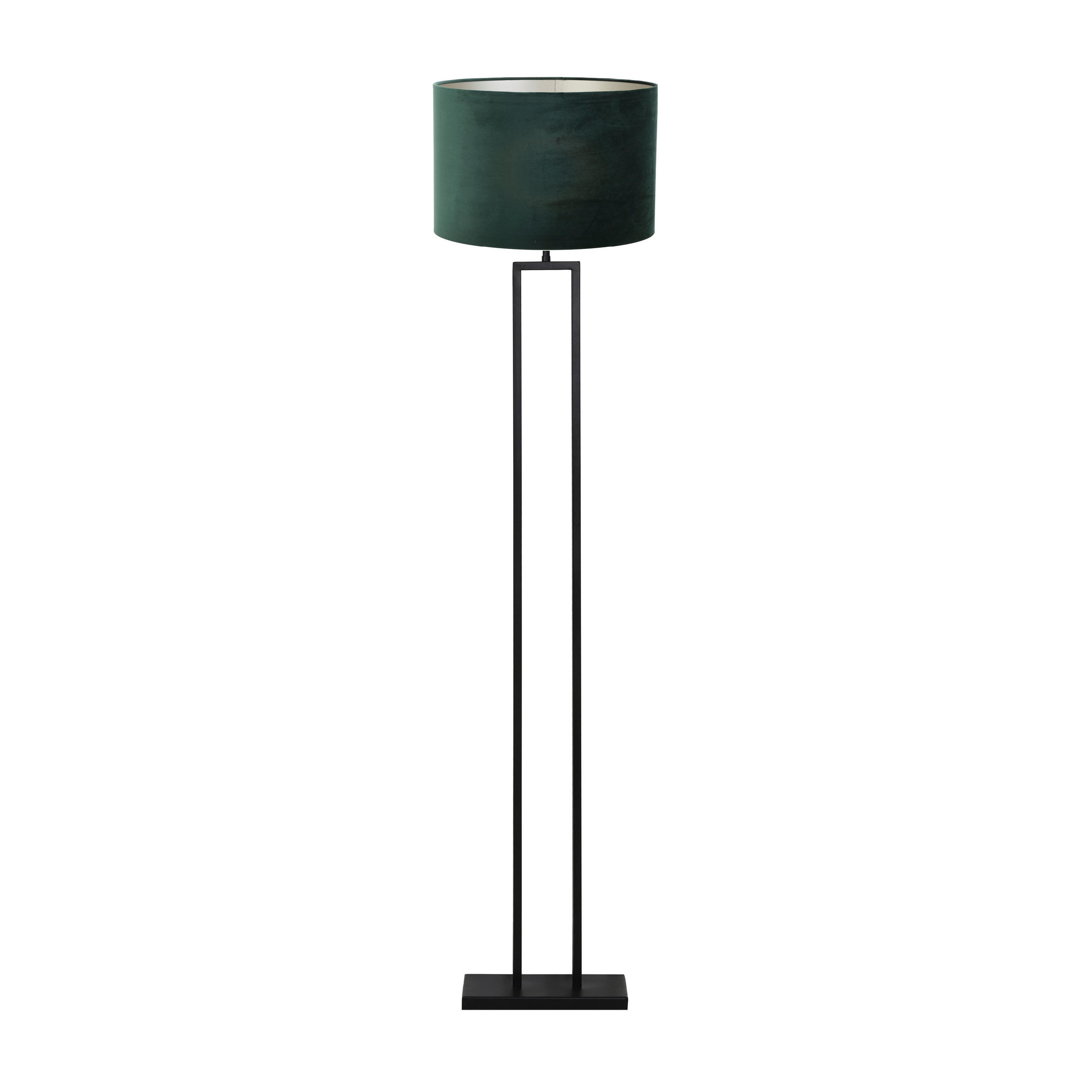 STEHLEUCHTE Shiva/Velours Schwarz, Dunkelgrün 40/40/170 cm - Dunkelgrün/Schwarz, Metall (40/40/170cm) - Light & Living