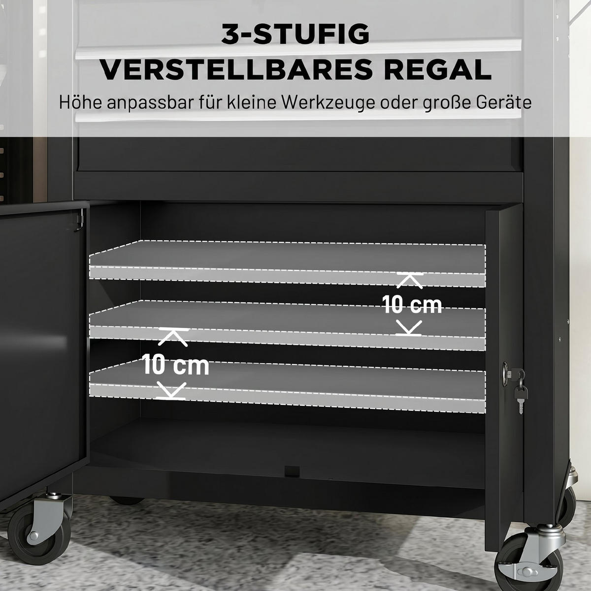 WERKZEUGSCHRANK 80 Schwarz - Schwarz, Metall (33/133/69cm) - HOMCOM