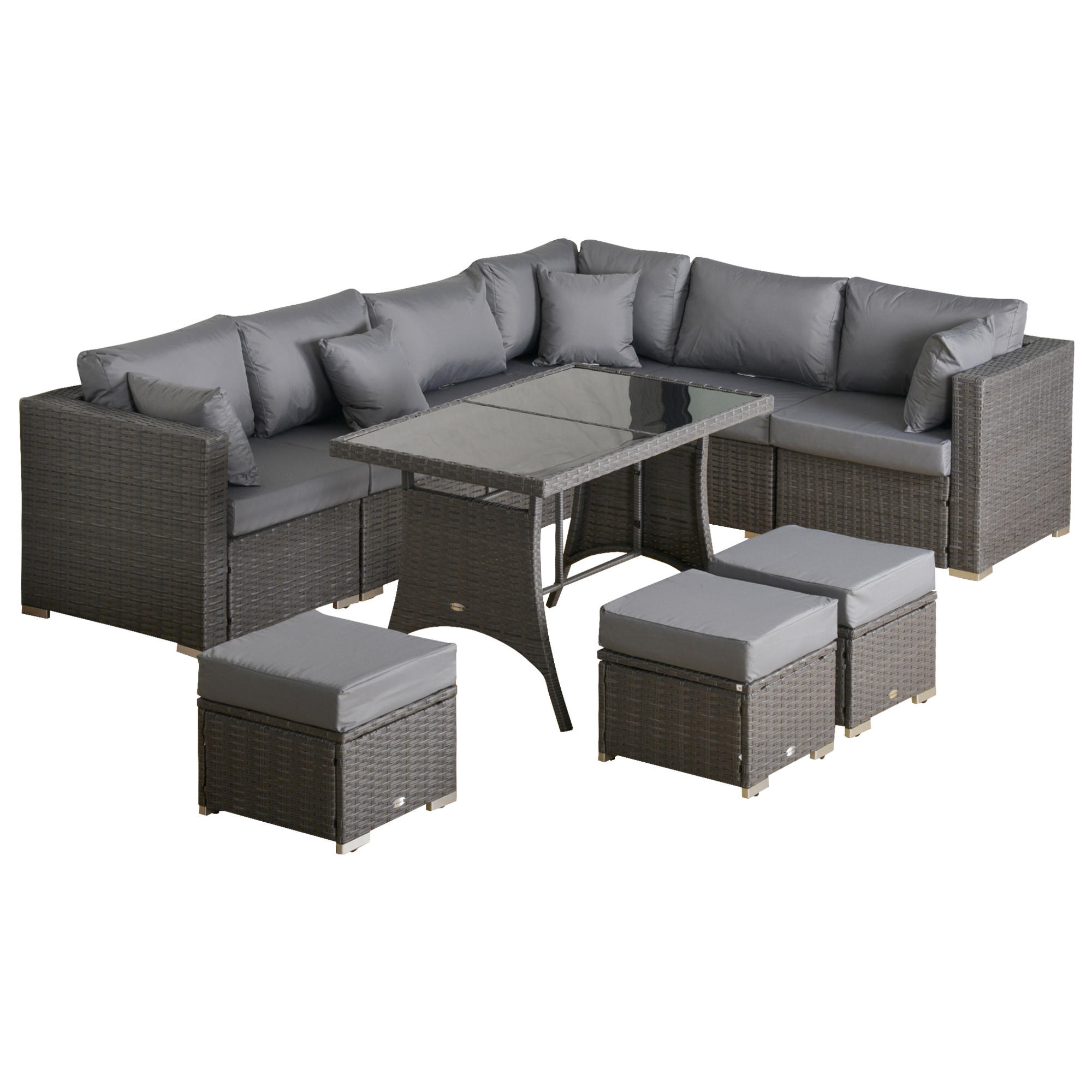 GARTENMÖBEL Set, Stahlrahmen, Dunkelgrau - Dunkelgrau, Metall - Outsunny
