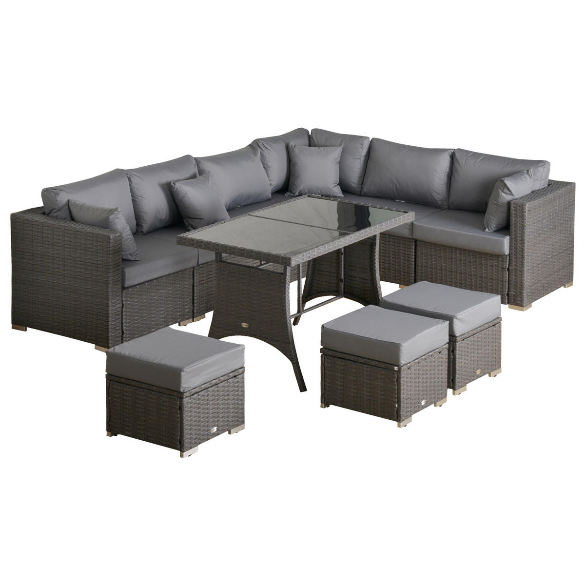 GARTENMÖBEL Set, Stahlrahmen, Dunkelgrau - Dunkelgrau, Metall - Outsunny