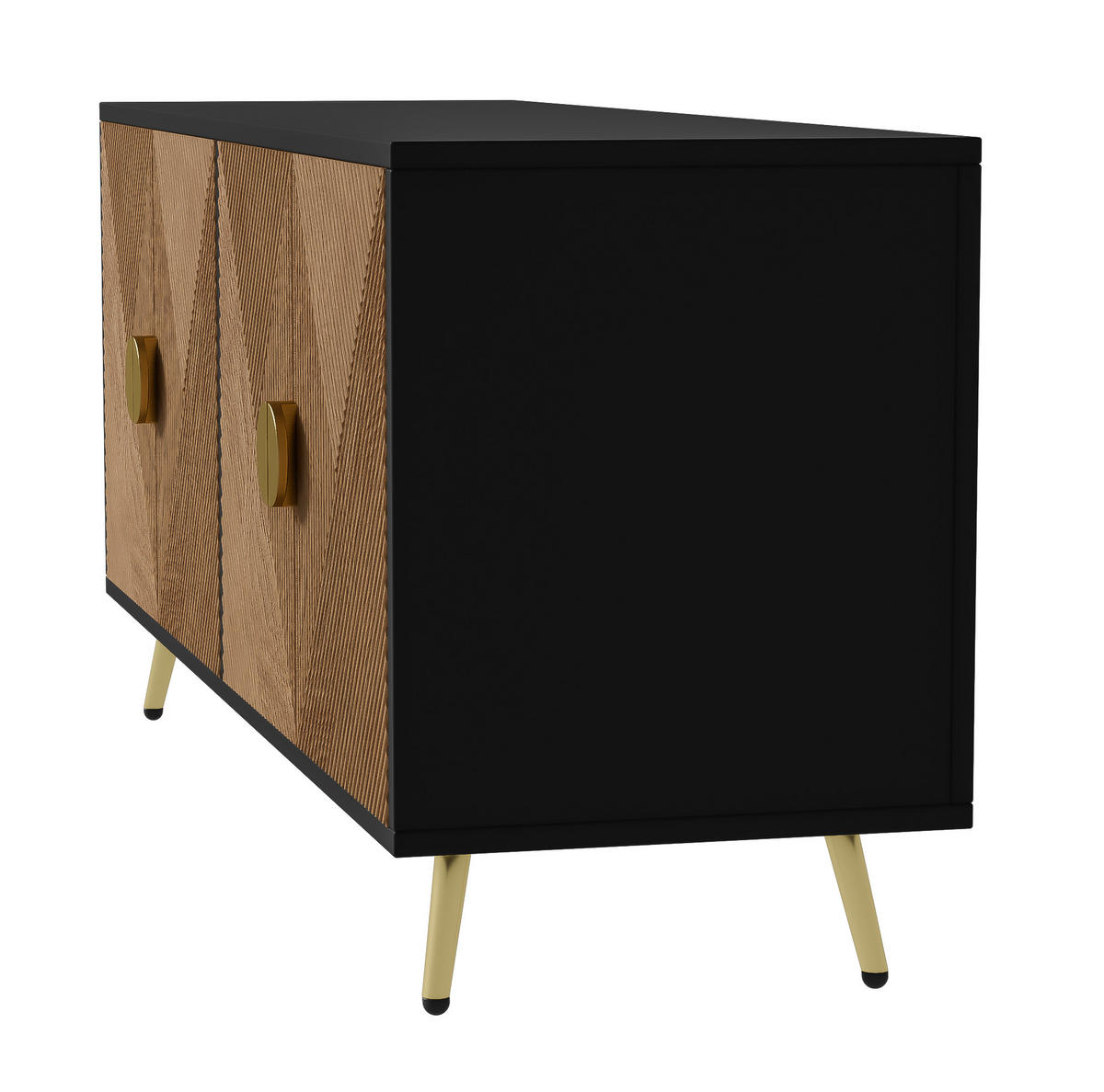 SIDEBOARD 160/40/75 cm mit 4 Türen und Soft-Close-Scharnieren, Schwarz/Holzfarben - Schwarz, Holzwerkstoff (160/75/40cm) - Redom