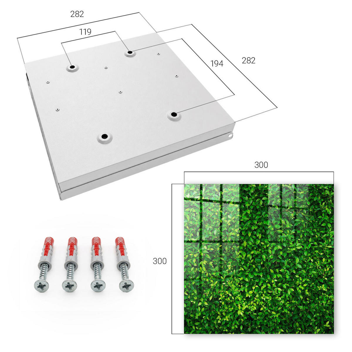 SCHLÜSSELBOX Weiß 30x30 cm – Türöffnung nach rechts - Grüner Garten - Grün, Metall (30/30/5cm) - TULUP