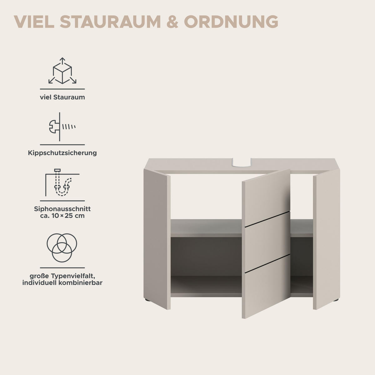 WASCHBECKENUNTERSCHRANK VIRA (B/H/T: ca. 82/56/34 cm) in Kaschmir/Kaschmir - Kaschmir, Holz (82/56/34cm)