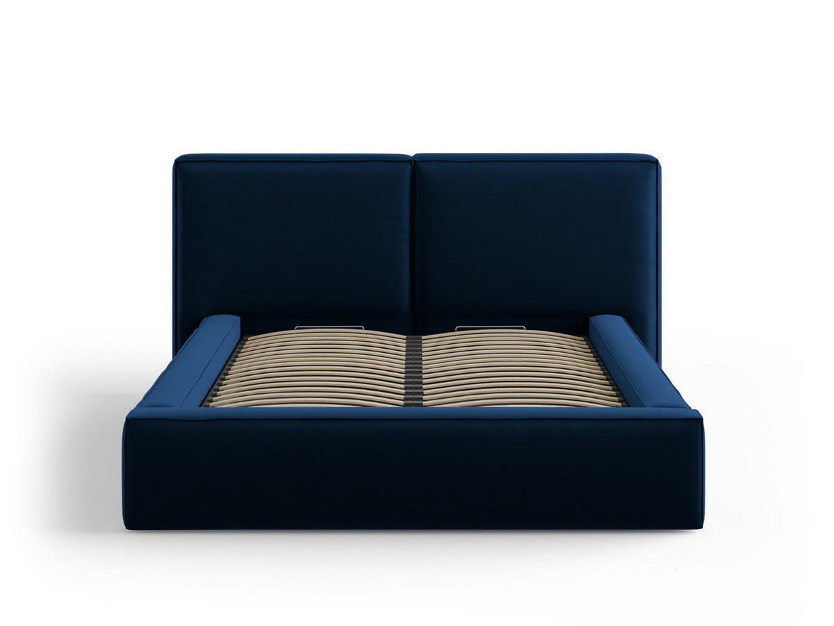 BETT mit Bettkasten und Kopfteil Jodie aus Samt königsblau 140x200cm - Blau, Textil (140/200cm) - Micadoni
