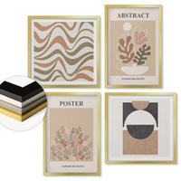 WANDBILDER 4er Set - 50x50 cm & 40x60 cm Goldrahmen - Abstrakte Formenmuster - Goldfarben, Kunststoff (50/50cm) - ArtPrintCave