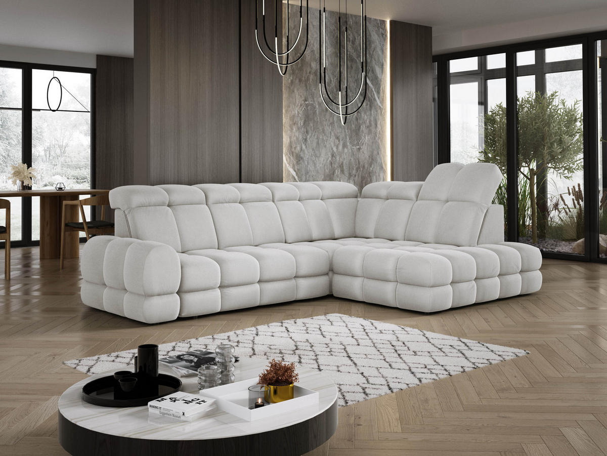 ECKSOFA TOLLO Solar-stoff L-form 302x217x105 cm esche - Silberfarben, Holz/Textil (217/302cm) - DomoHome