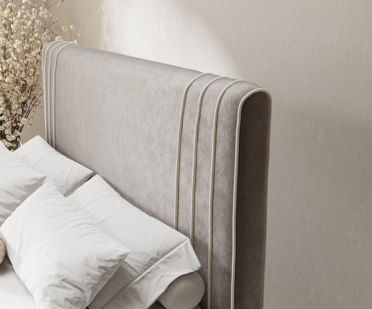 BOXSPRINGBETT Casone Taupe 140/200 cm mit Latex-Topper - Taupe/Silberfarben, Holz/Holzwerkstoff (140/200cm) - Maison de Reve