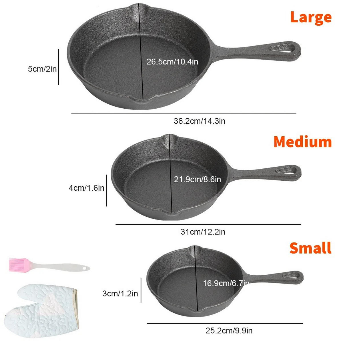 PFANNENSET CastIron Schwarz 3er set - Schwarz, Metall - Kaket