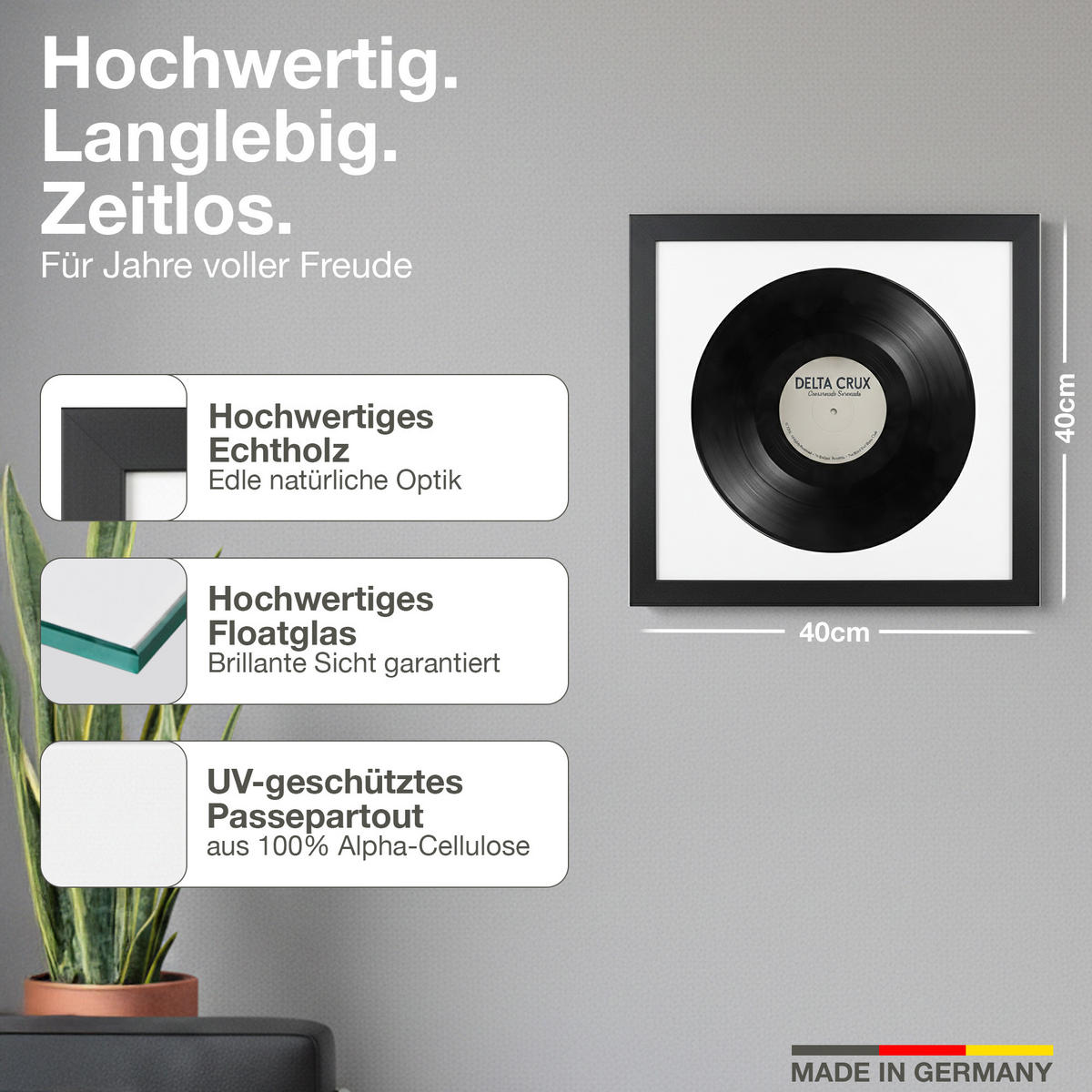 VINYL BILDERRAHMEN 40/40 2er Set - Schwarz, Holz (40/40cm) - K-Möbel