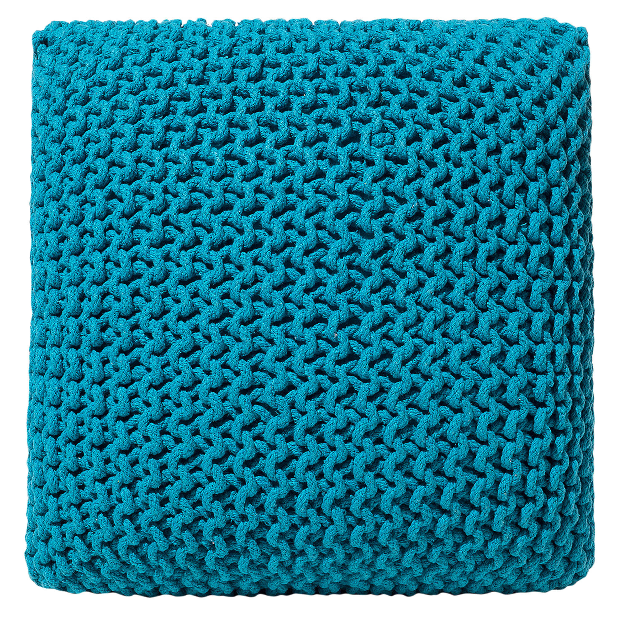 POUF Conrad 50/50/31 cm - Blau, Naturmaterialien/Textil (50/31/50cm) - Beliani