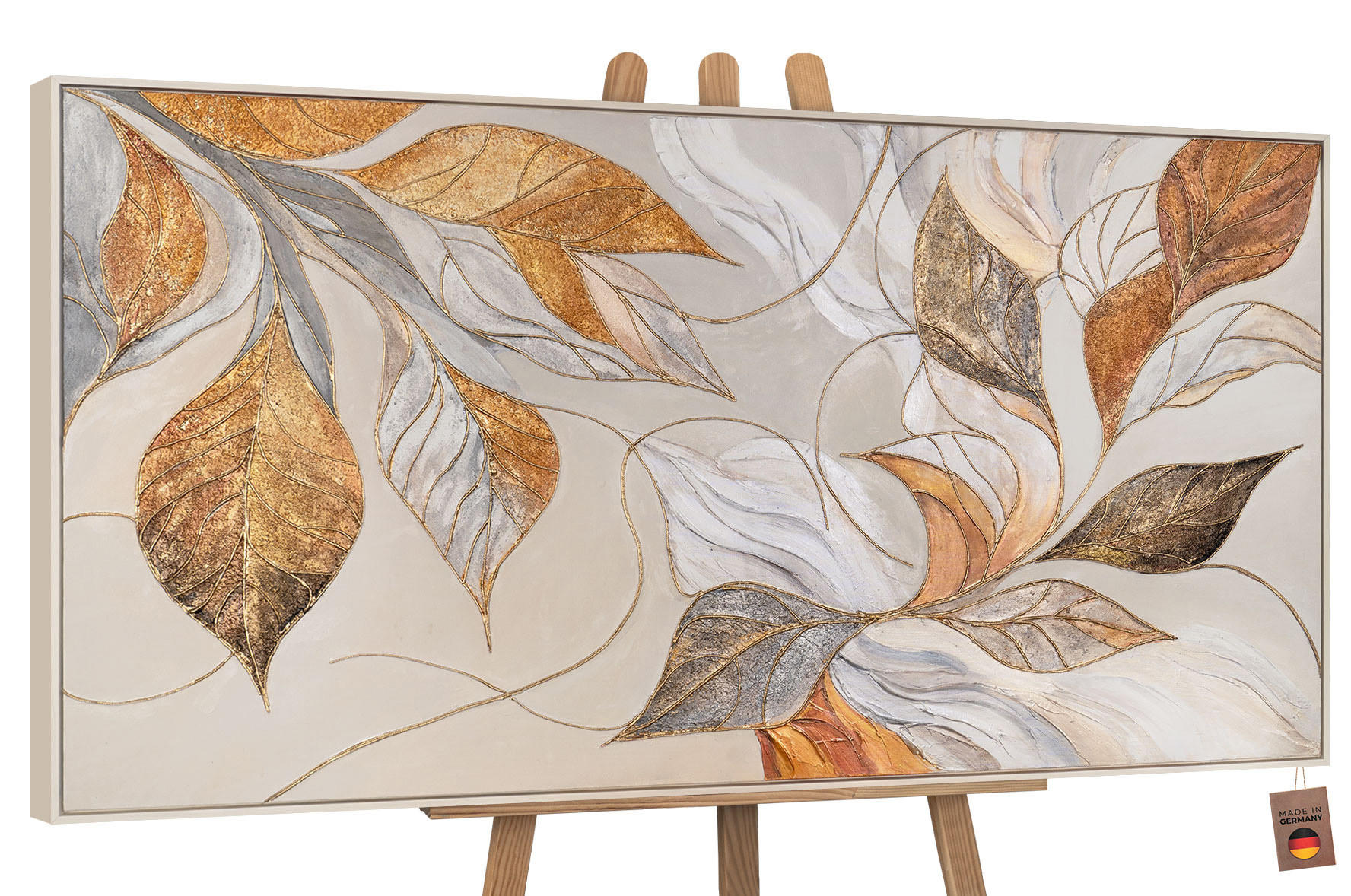 GEMÄLDE Natürliche Verzierung Schattenfugenrahmen Beige 120x60 cm - Beige, Holz (120/60cm) - YS-art gallery