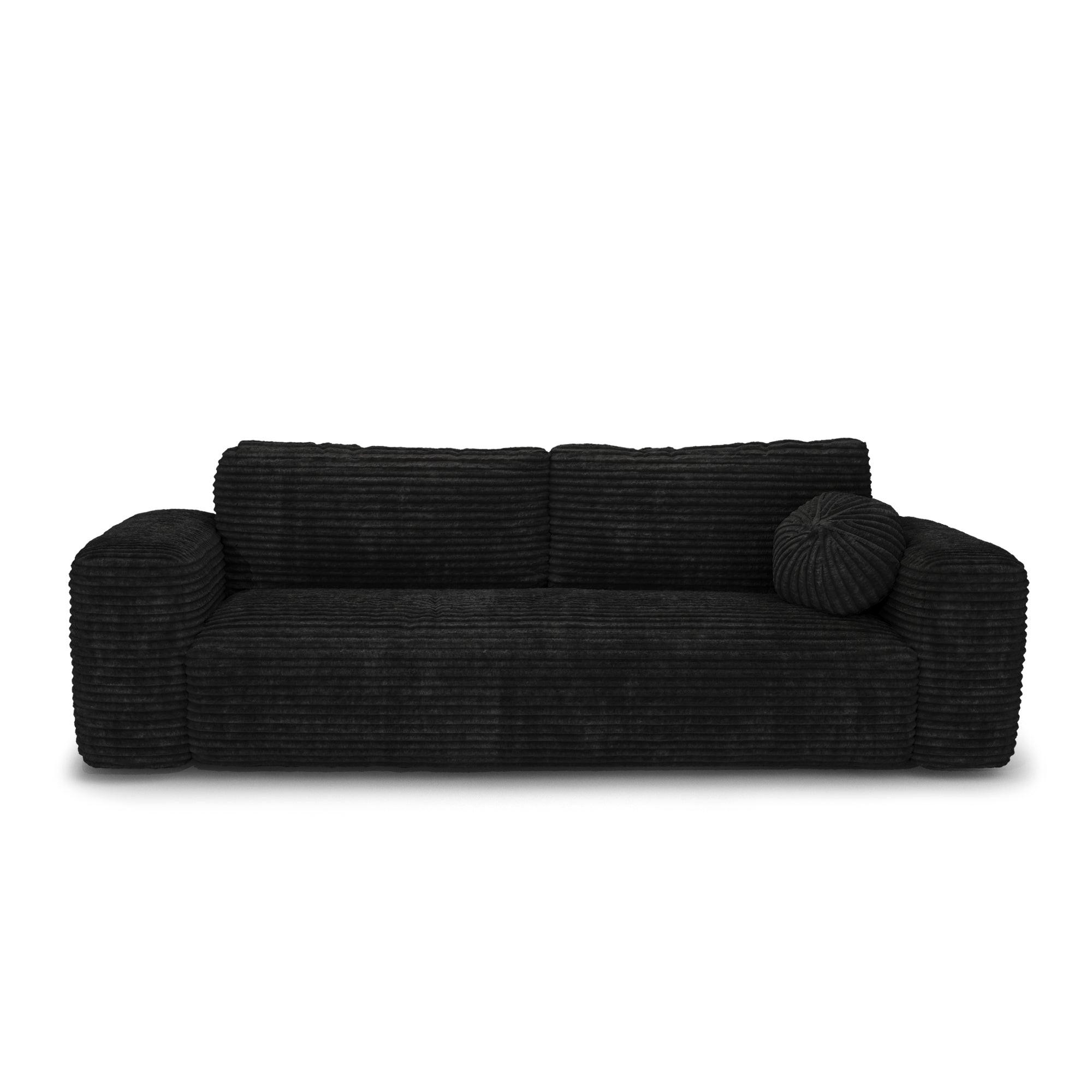 SCHLAFSOFA mit Stauraum LIOR XXL-Cord Schwarz 260cm - Schwarz, Textil (260/83/100cm) - Premium Interiors