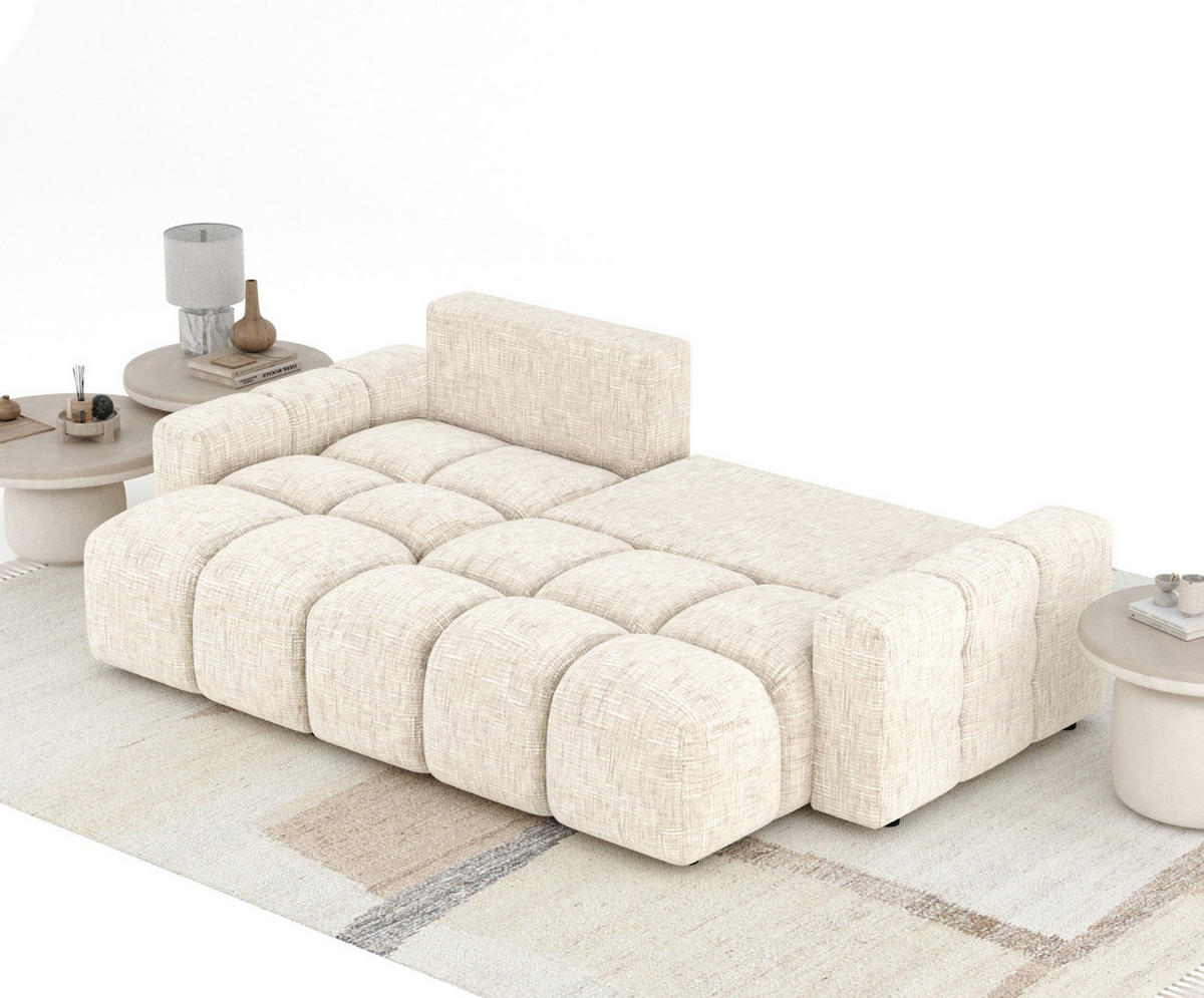 ECKSOFA MIT SCHLAFFUNKTION Ucci Creme Webstoff - Creme/Schwarz, Holz/Holzwerkstoff (233/142cm) - Maison de Reve