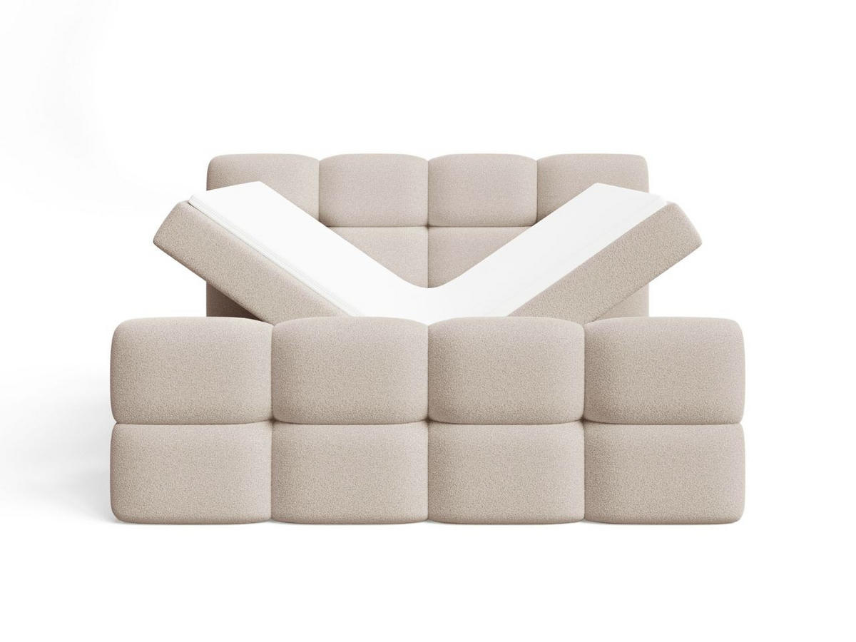 BOXBETT Rivon 140x200 Bouclé-Stoff Beige - Beige, Holz/Textil (140/200cm) - Graingold