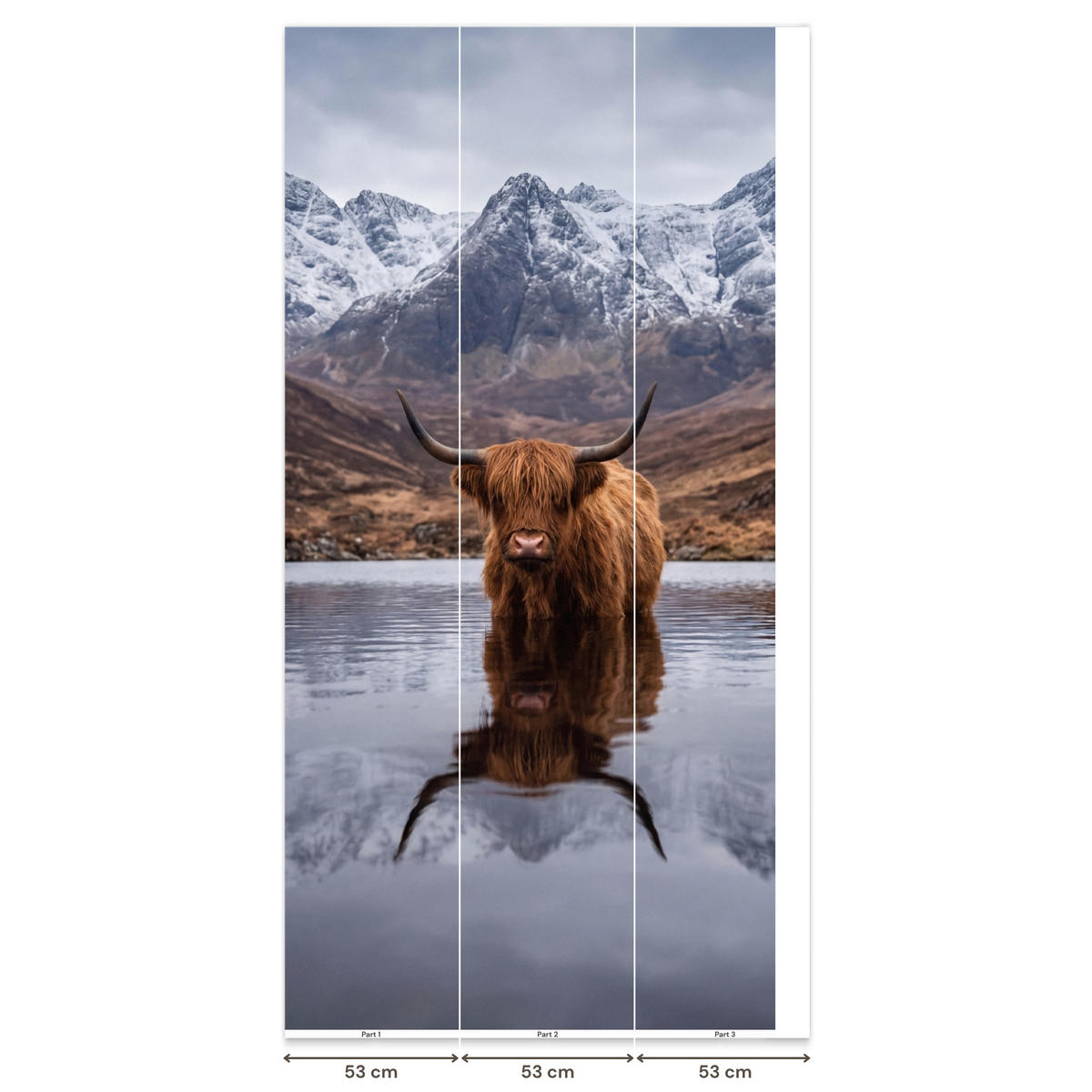 TAPETE - Schottischer Hochländer - Braun - Wasser - 160x300 cm - Braun, Papier (160/300cm) - OnlyWow