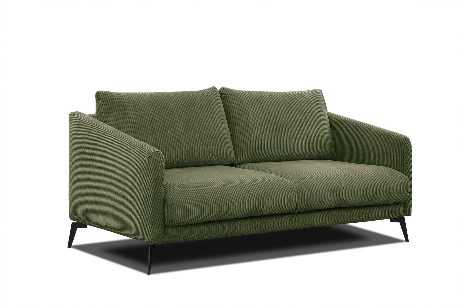 SOFA VILT 2,5-Sitzer, olivgrün - Schwarz/Olivgrün, Holzwerkstoff/Kunststoff (202/89/94cm) - Courtois Laville