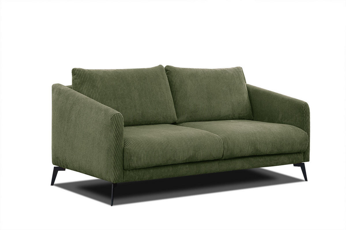 SOFA VILT 2,5-Sitzer, olivgrün - Schwarz/Olivgrün, Holzwerkstoff/Kunststoff (202/89/94cm) - Courtois Laville