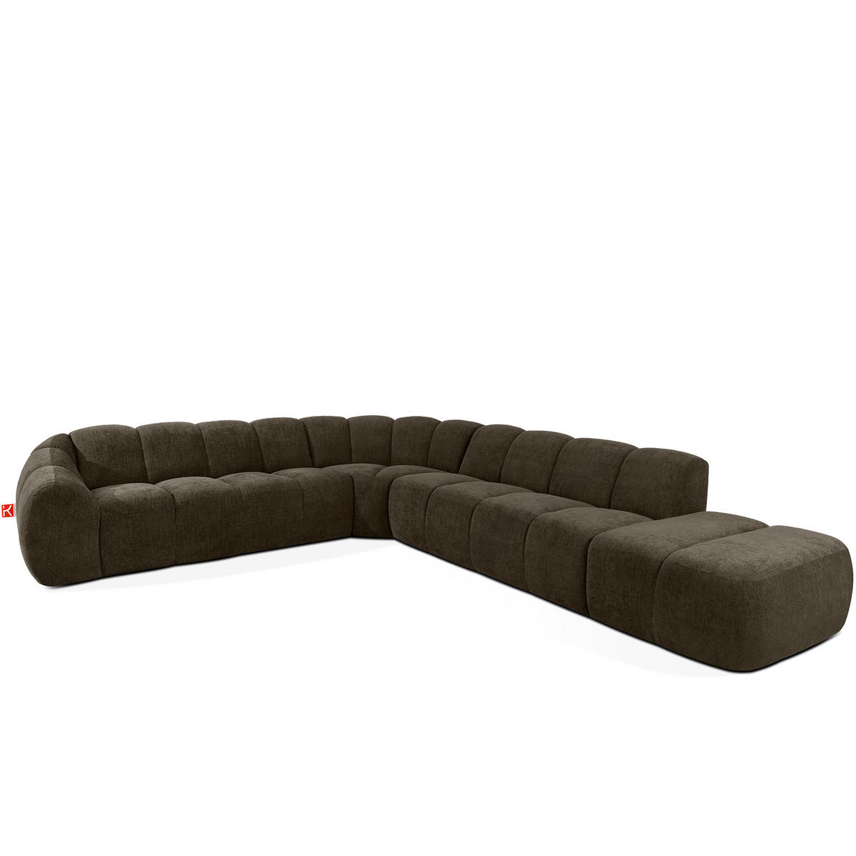 ECKSOFA RECHTS FLAVA, Braun - Braun, Holz/Holzwerkstoff (310/354cm) - KONSIMO®