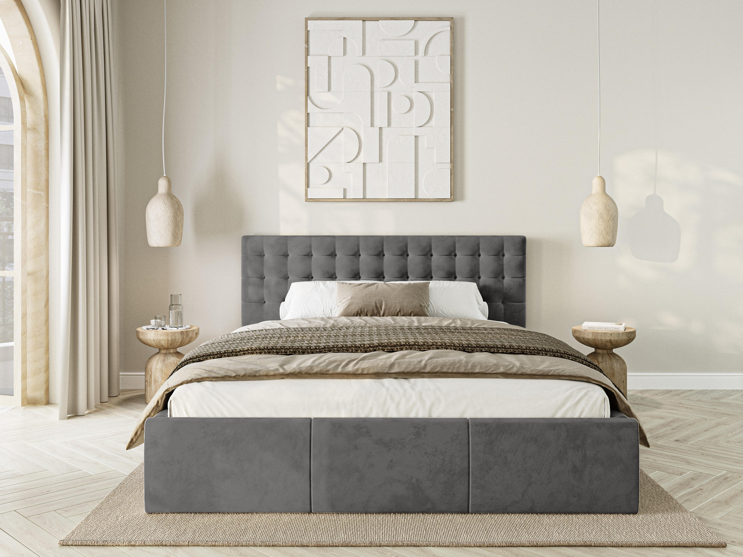 POLSTERBETT Lindos 120x200 cm, Grau - Grau, Textil (120/200cm) - Fedve