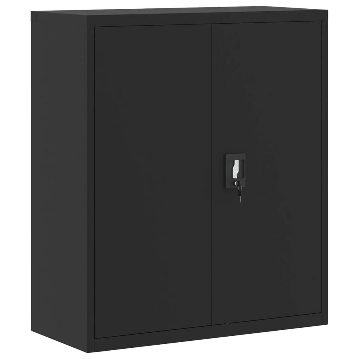 AKTENSCHRANK mit 3 Fächer und abschließbare Türen, 90/40/105 cm, aus Stahl, in Schwarz - Schwarz, Metall (90/105/40cm) - vidaXL