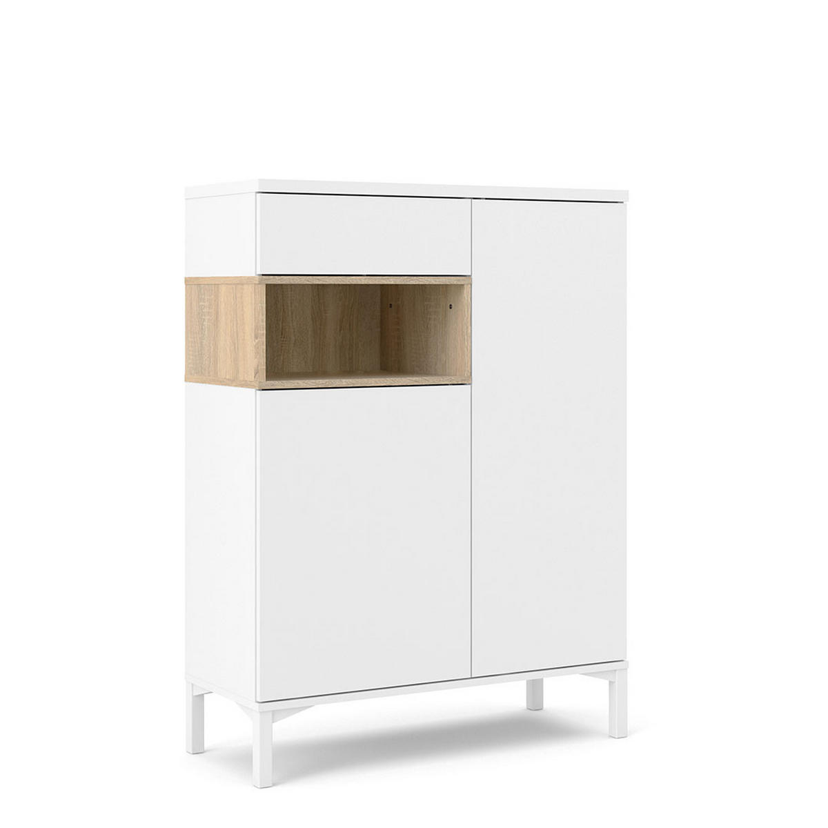 SIDEBOARD Ringe Weiß 89/37/119 cm - Weiß, Holzwerkstoff (89/119/37cm) - ebuy24
